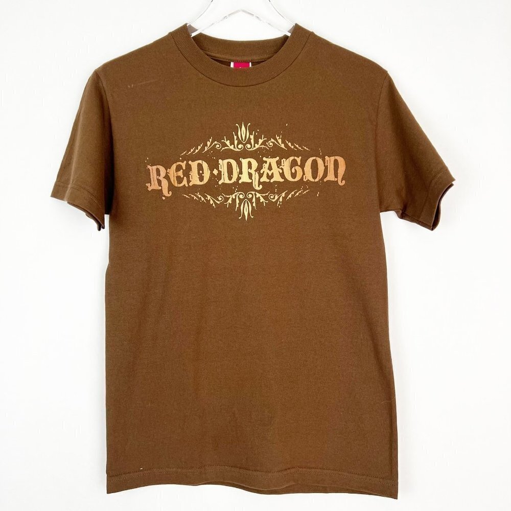 Red Dragon Apparel Tee Womens S Brown Gold Graphic T-Shirt Unisex Streetwear